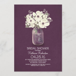 Invitation douche de mariée à la mâchoire de mason à fleurs r