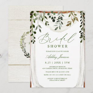 Invitation Douche de Mariée Aquarelle Vignes Canopée Treillag