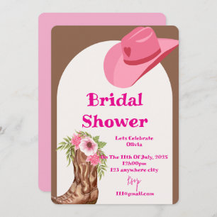 Invitation douche de mariée de cowboy rose