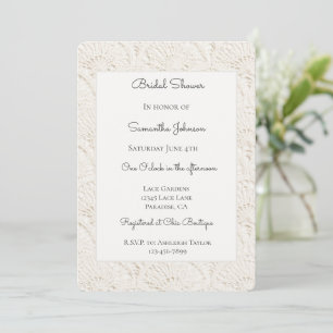 Invitation Douche de Mariée Fausse Dentelle Blanc Crème