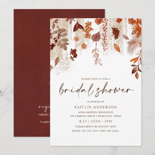 Invitation Douche de Mariée Feuilles d'Automne Brun Orange
