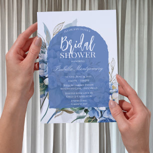 Invitation Douche de Mariée Fleurie Bleue Luxe Douce