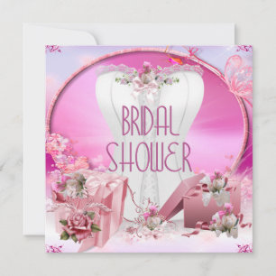 Invitation Douche de Mariée Jolies Fleurs Blanches et Roses C
