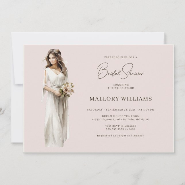 Invitation Douche de mariée moderne (Devant)