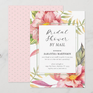 Invitation Douche de mariée par courrier floral rose aquarell