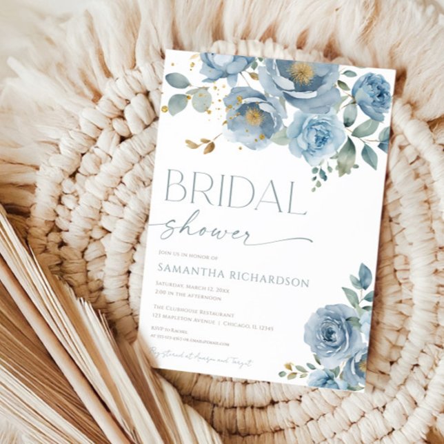 Invitation Douche de mariée rose bleu outremer (Créateur téléchargé)