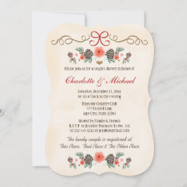 Invitation Douche de Noël Vintage Florale Pinecone Couples