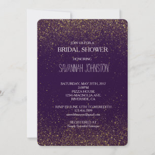 Invitation Douche de Parties scintillant de mariée Gold et Pu