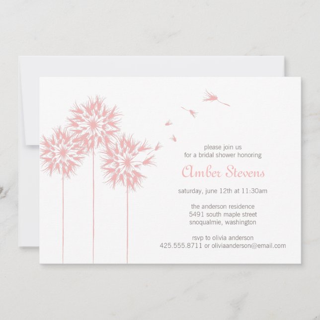 Invitation Douche de pissenlit/invitation de flottement de (Devant)