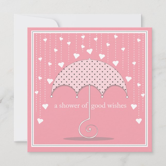 Invitation Douche d'invitation de baby shower rose de coeurs (Devant)
