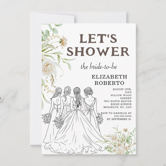 Invitation Douche Elizabeth Pampas Grass Fête des mariées (Devant)