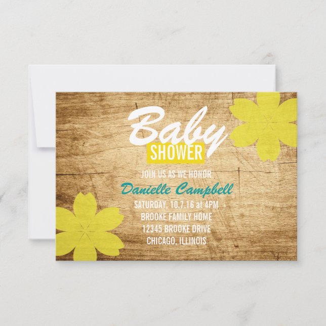 Invitation Douche en bois de l'invitation | de baby shower (Devant)