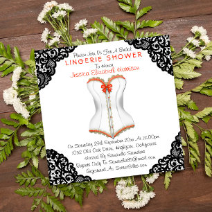 Invitation Douche en dentelle rouge et en dentelle noire