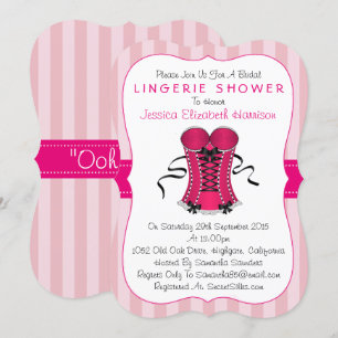 Invitation Douche en lingerie rose et blanc