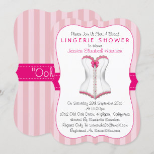 Invitation Douche en lingerie rose et blanc