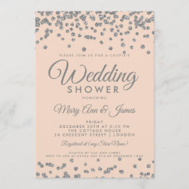 Invitation Douche en Parties scintillant d'argent Confetti Bl