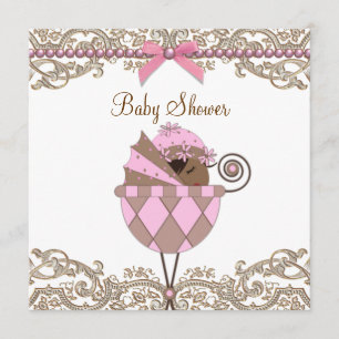 Invitation Douche féminine afro-américaine rose et Brown