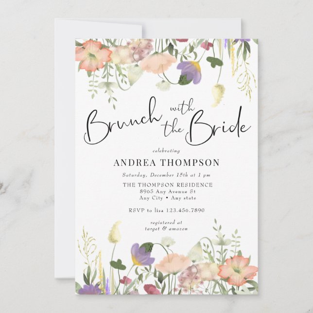 Invitation Douche fleur sauvage | Brunch nuptial (Devant)