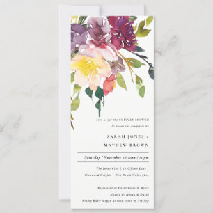 INVITATION DOUCHE FLORALE BURGUNDY JAUNE CLAIRE