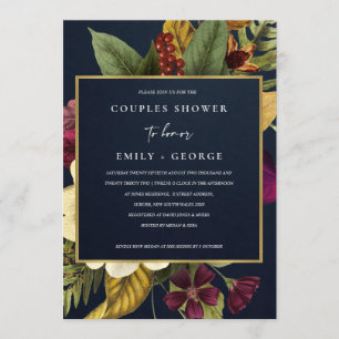 INVITATION DOUCHE FLORALE DE COUPLES VINTAGES RÉTRO DE MARINE