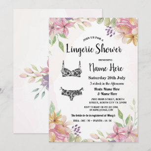 Invitation Douche florale en pastel de lingerie de jolie