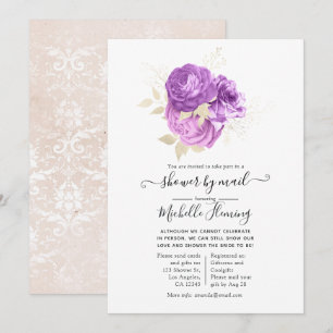 Invitation Douche Florale Lavande et Argent par la Poste