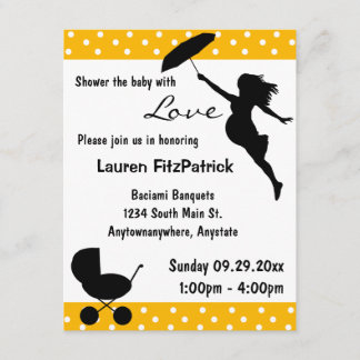 Invitation Douche jaune le bébé avec l'invitation d'amour