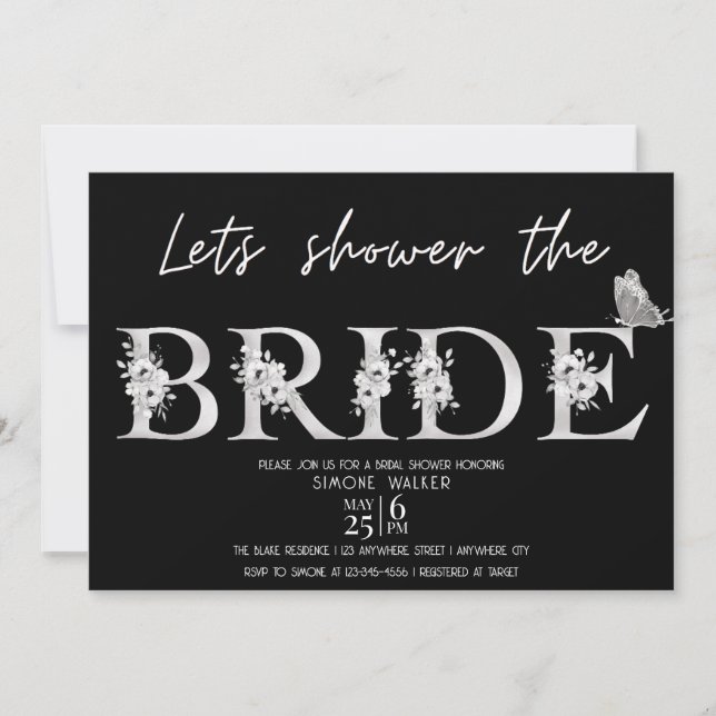 Invitation Douche la mariée Fête des mariées florale Invita (Devant)