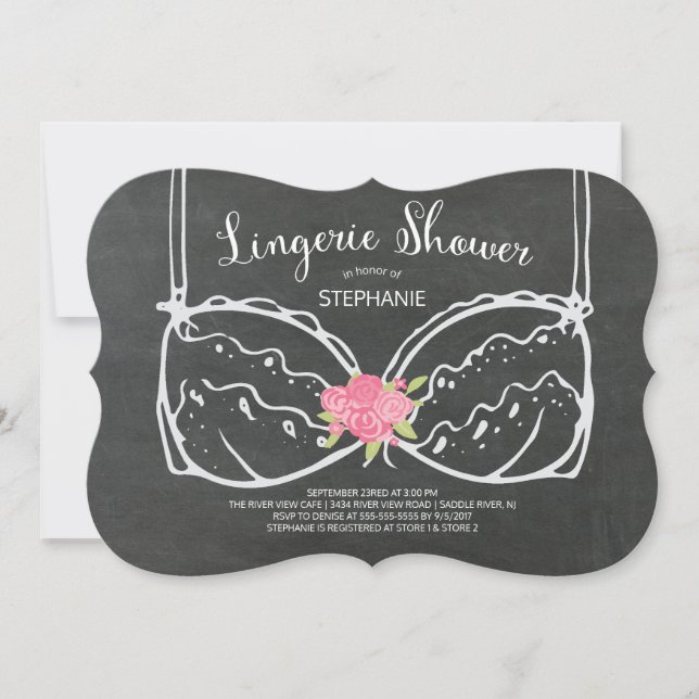 Invitation Douche Lingerie Chalkboard unique (Devant)