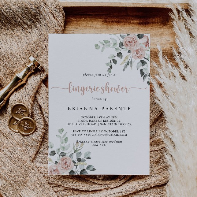 Invitation Douche Lingerie classique rose rose rose Dusty (Créateur téléchargé)