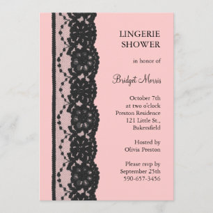 Invitation Douche Lingerie en dentelle française (rose)