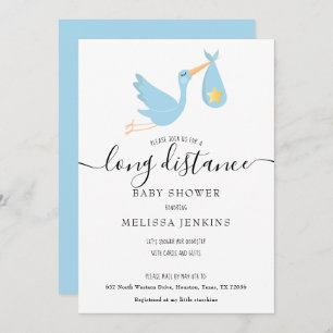 Invitation Douche Longue Distance Par Mail Blue Stork Star
