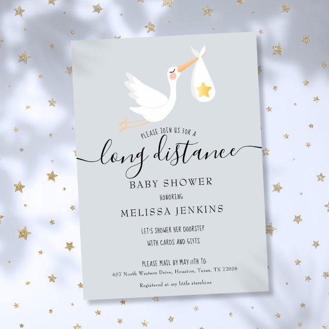 Invitation Douche Longue Distance Parsemée Par La Boutique De (Long Distance Shower Sprinkle By Mail Stork Invitation)