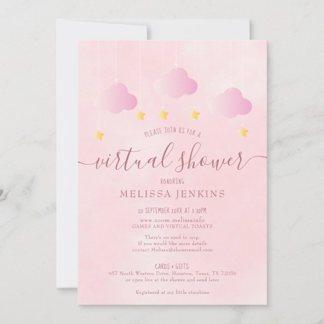 Invitation Douche longue distance virtuelle en ligne par cour (Devant)