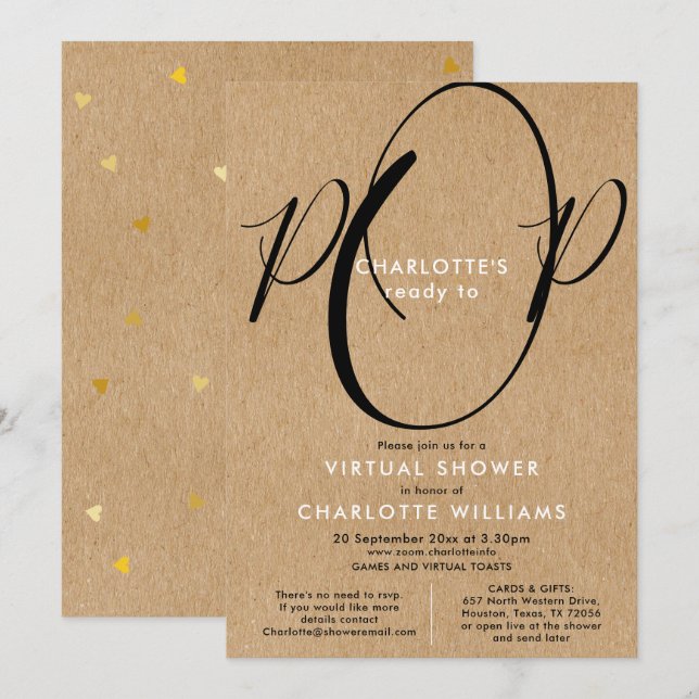 Invitation Douche longue distance virtuelle en ligne par cour (Devant / Derrière)