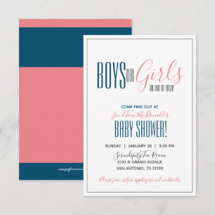 Invitation douche minimaliste GENDER REVET NAVY & CORAL