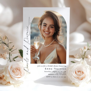 Invitation Douche minimaliste photo perles et poursuites