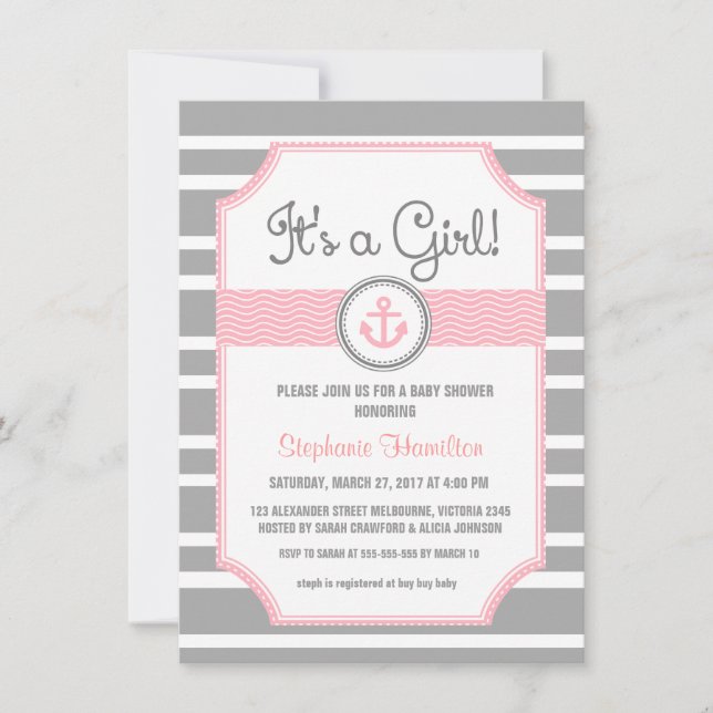 Invitation Douche nautique de bébé d'ancre de bateau (Devant)