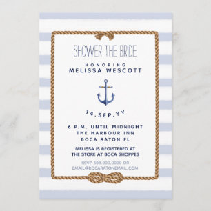 Invitation Douche nautique de la mariée Infinity noeud bleu