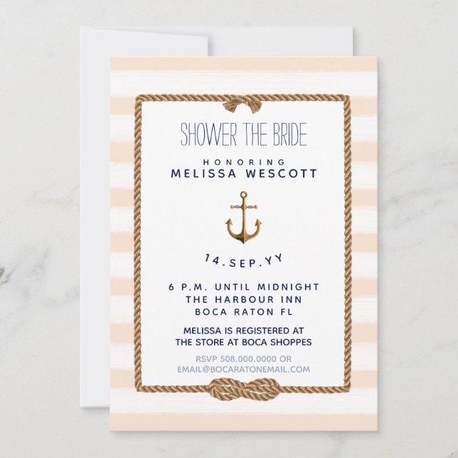 Invitation Douche nautique la mariée Infinity Knot Soft Peach (Devant)