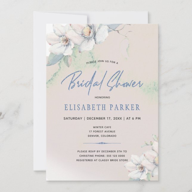 Invitation Douche nuptiale à aquarelle fleurie (Devant)