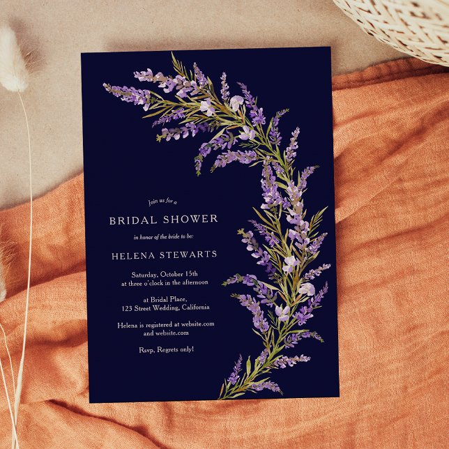 Invitation Douche nuptiale à aquarelle fleurie Lavender Fall (Lavender Fall floral watercolor bridal shower Invitation)
