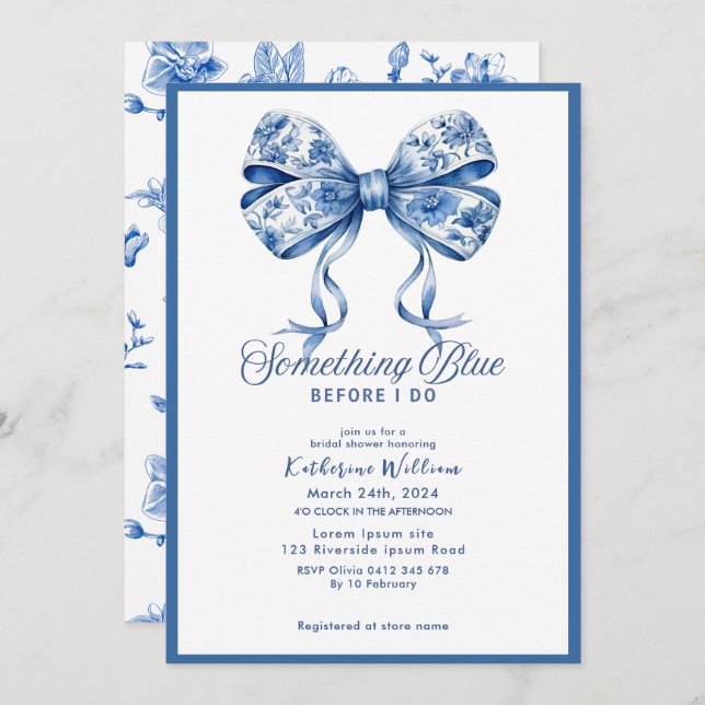 Invitation Douche nuptiale à arc bleu (Devant / Derrière)