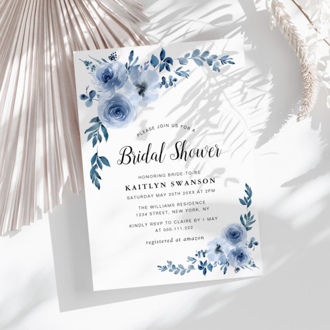 Invitation douche nuptiale à fleurs bleues (Créateur téléchargé)