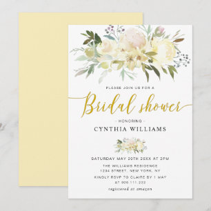 Invitation douche nuptiale à fleurs d'ivoire