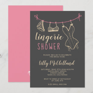 Invitation Douche nuptiale à lingerie chic en or filé