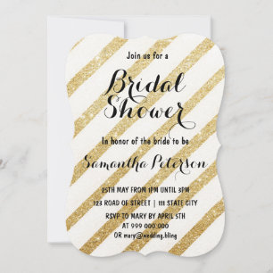 Invitation Douche nuptiale à rayures dorées