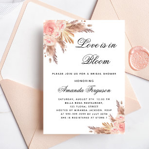 Invitation Douche nuptiale amour fleur pampas boho luxe