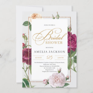 Invitation Douche nuptiale aux roses roses roses rousses de M