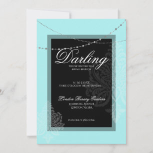 Invitation Douche nuptiale bleu & brunch noir avec la mariée